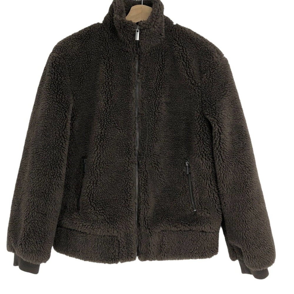 Universal Thread Brown Thick Fleece Jacket Coat Small S Zip Front Women's NWT